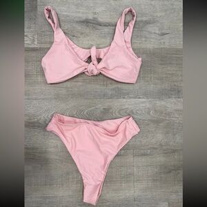 Pastel pink front tie bikini